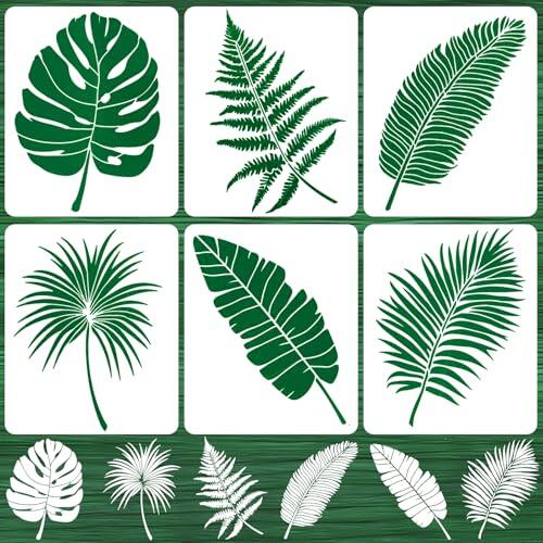 Renueva tus espacios con el juego de 6 plantillas de hojas tropicales Buyzzus de 40x30 cm.