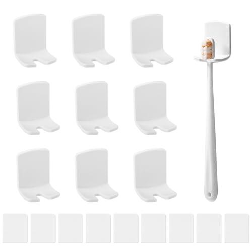10 Pcs Soporte Cepillo de Dientes Eléctrico Pared, Porta Cepillos de Dientes Baño Pared Autoadhesivo sin Taladrar para Organizador baño (Blanco)