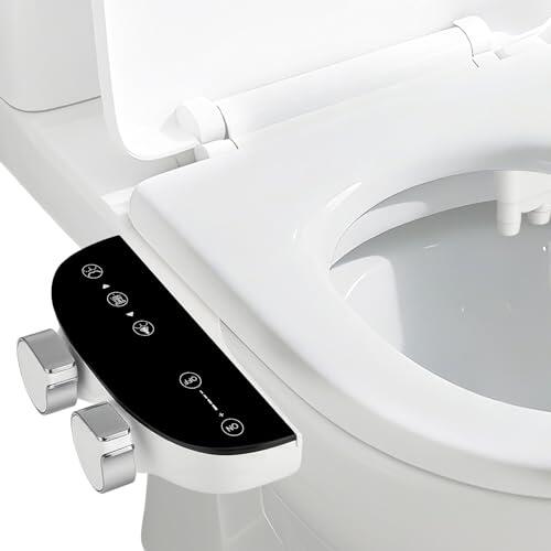 Eirolace accesorio de bidé para inodoro, asiento de bidé eléctrico con boquillas autolimpiantes dobles, agua fría/caliente, limpieza trasera y femenina separada, accesorio para inodoro, fácil