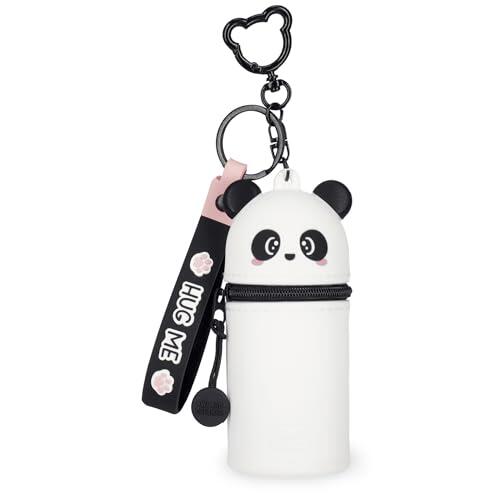 Legami - Mini Monedero con Llavero Kawaii, Motivo Panda, con Espiral, mosquetón y Correa para la Mano, de Silicona, 5 x 12 x 5 cm