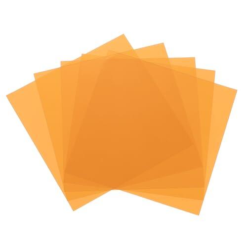 QUARKZMAN 5 pcs Láminas Plásticas De Colores, Película Ámbar Transparente Gel De Corrección De Color Filtro De Luz Impermeable Hoja De 2 X 2 para Manualidades DIY, Foto (Naranja)