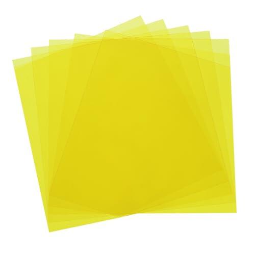QUARKZMAN 5 Hojas De Plástico De Colores Película Ámbar Transparente Gel De Corrección De Color Filtro De Luz Impermeable Hoja De 2 X 2 para Manualidades DIY Iluminación LED Foto (Amarillo)