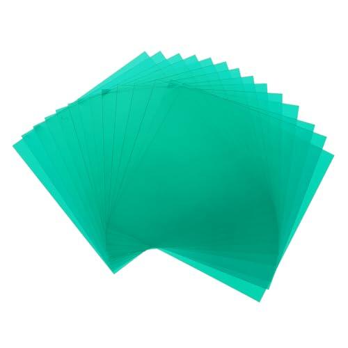 QUARKZMAN 14 pcs Láminas De Plástico De Colores Película Ámbar Transparente Gel De Corrección De Color Filtro De Luz Impermeable Hoja De 2 X 2 para Manualidades DIY Iluminación (Verde)