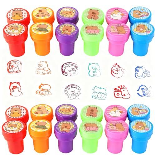 24 Piezas 5 Colores Disponibles Animals Stamps Conjunto Sellos,Sellos infantiles colores,para Jugar sobre Papel Juguetes Artesanales, Fiesta Infantil Premios Escolares Regalo de Cumpleaños