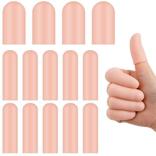 Leikedun 14 Protectores de Silicona para Dedos en Dos Tamaños, Protección para Dedos y Pulgar, Alivio para Eccema de Manos y Artritis, Ideal para Trabajo, Arte, Jardinería y Deportes