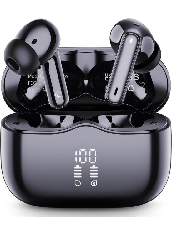 Auriculares Inalambricos Bluetooth, 2026 Auriculares Bluetooth 5.4 HiFi Estéreo con 4 HD Mic, Pantalla LED, 40H Cascos Inalambricos Bluetooth con ENC Reducción de Ruido, IP7 Impermeablem Cascos, USB-C