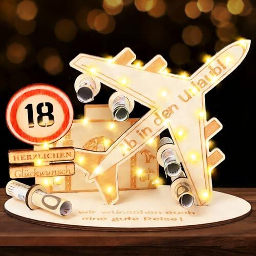 Regalos de dinero de madera de cumpleaños, 18 cumpleaños para mujeres y hombres, regalo de avión, regalo de dinero, regalo de dinero, viaje, caja de viaje, regalo para hombre y mujer