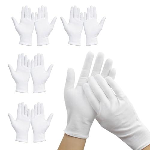 4 Pares Guantes Blancos Guantes Algodon Dermatologicos Suaves Y Elasticos Reutilizables Guantes Algodon Para Piel Seca Dermatitis Atopica Eccema Inspeccion De Joyas Y Trabajo De Servicio