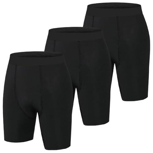 AUYAO Mallas Cortas Running Hombre, 3Pcs Pantalones Cortos de Compresión Hombre, Pantalones Cortos de Gimnasio Transpirable y Secado Rápido para Deporte Fitness Gym, M