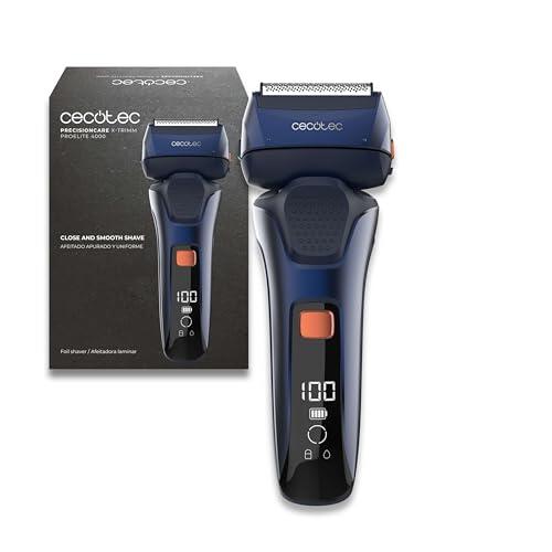 Cecotec Afeitadora Eléctrica Laminar con 4 Cuchillas PrecisionCare X-Trimm ProElite 4000. Motor 7500rpm, Autonomía 60mins, Carga Rápida, Pantalla Integrada, Cabezal Flotante 360º, IPX6