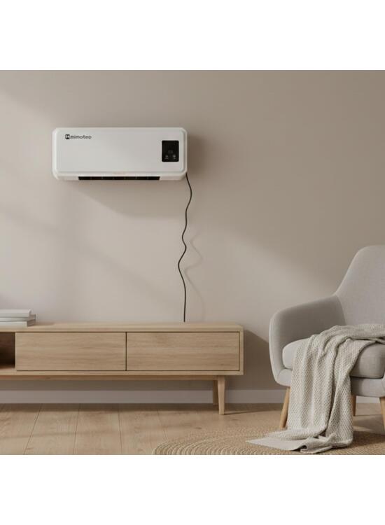 Calefactor Eléctrico de Pared 2000W, Silencioso <45 dB, con Control Remoto, Pantalla LED y Temporizador, Protección Contra Sobrecalentamiento, Ideal para Estancias de 20–25 m²