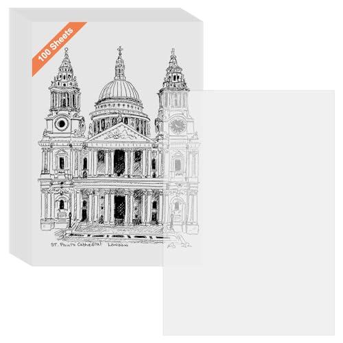 Cossaot 100 Hojas Papel Calco, A4 Calco Blanco Transparente, Premium Papel Cebolla, Tracing Paper para Patrones Costura Calcos Manualidades y Proyectos DIY