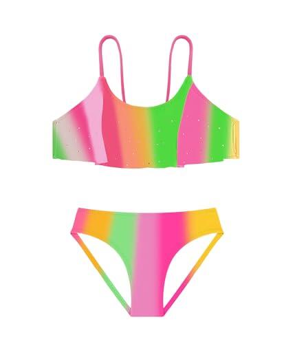 Traje de Baño para Niñas Conjunto de Bikini de Dos Piezas Sets Tankini Traje de Baño para Niñas 2-14 Años (10-12 Years, LA704-Green)