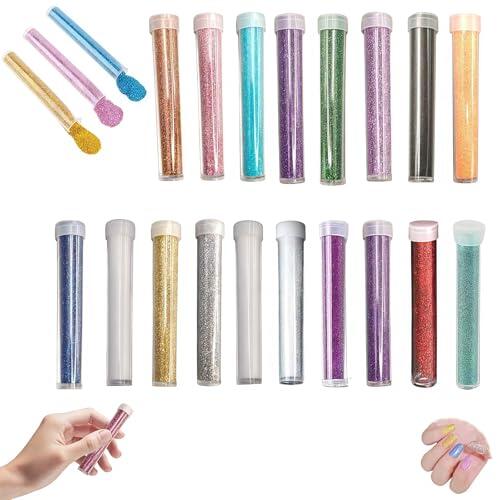 19 Tubos de Purpurina en 19 Colores Vibrantes Surtidos, Purpurina Fina para Manualidades, Limo y Resina, Mezcla de Purpurina para DIY Creativo, Decoración Artística y Proyectos Artesanales