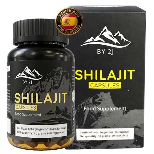 Shilajit Puro Himalaya 60 Cápsulas Veganas, 30.000mg por Bote, 50% Ácido Fúlvico, 1-2 Meses de Suministro, Testado Metales Pesados, Sin Aditivos, Energía Vitalidad y Rendimiento