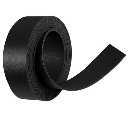 XETHI Rollo de Tira de Cuero 2cm x 200cm, Correas de Cuero Planas para Manualidades DIY, Joyería Artesanal, Envoltura de Regalos y Decoración Hogar (Negro)