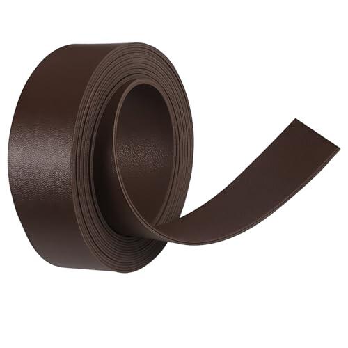 XETHI Rollo de Cuero 2cm x 2m | Tiras de Piel Plana para Manualidades DIY, Joyería Artesanal, Decoración y Collares para Mascotas (Marrón Oscuro)