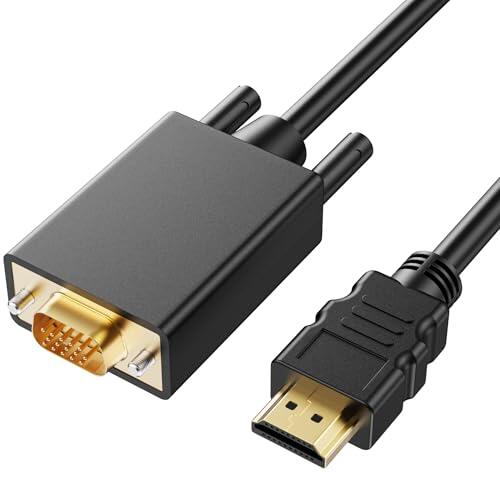 ICZI Cable HDMI a VGA, Adaptador de HDMI a VGA con Chip Convertidor, Macho a Macho, Cable de Video para Ordenador Portátil, PC, Monitor, Proyector, HDTV, Raspberry Pi, Xbox 360, PS4, Negro 1,8 M