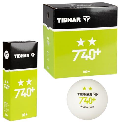 Tibhar Pelota de tenis de mesa T40+ ** 2 estrellas | 10 o 100 unidades | blanco | Pelota de entrenamiento para profesionales a nivel competitivo de plástico ABS (10 unidades)