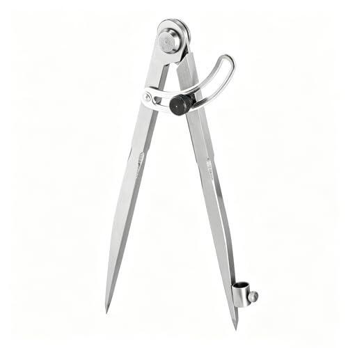 AMZSKU Compás de 200 mm, gran compás con soporte para lápiz, compás puntiagudo para geometría, dibujo, trabajo en metal y procesamiento de cuero, compás con soporte para bolígrafo