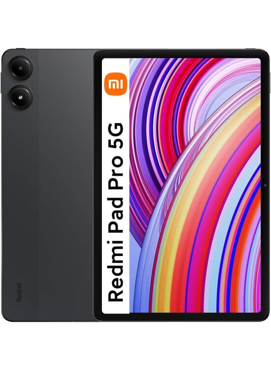XIAOMI Tablet Redmi Pad Pro 5G, 8+256 GB, Negro, Batería Masiva de 10000 mAh, Pantalla de 12.1 Pulgadas, 1600 x 2560 Píxeles, IPS LCD, 120 Hz, Dolby Vision, 600 nits, con Cargador