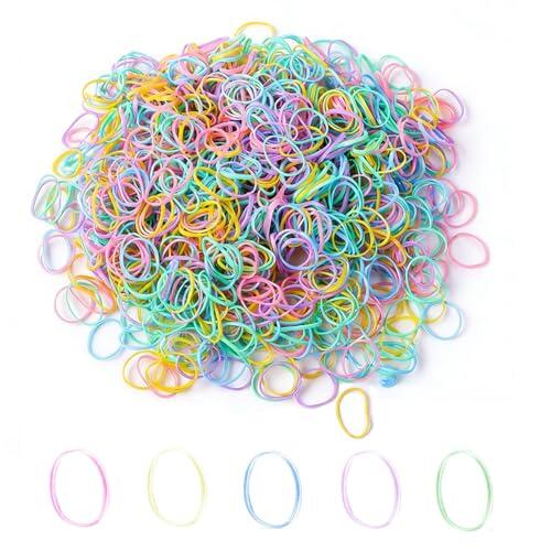 1200 Piezas Mini Gomas de Pelo, Coletero Elástico Bandas Suaves Multicolor, Para Niños, Cintas de Trenzado, Trenzas, Peinado de Boda y Más