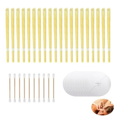 Vela Orejas, 20 Piezas Velas para las Orejas Velas Atriculares con 10 Discos de Protección de 20 Piezas De Algodón Varillas Para la Relajación Alivio del Estrés