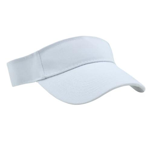 jerbro Gorra de visera para niños, gorra de sol para niños de 4 a 10 años, gorra de tenis para correr, golf, gorra de béisbol con visera ajustable, visera de verano, Blanco, Talla única