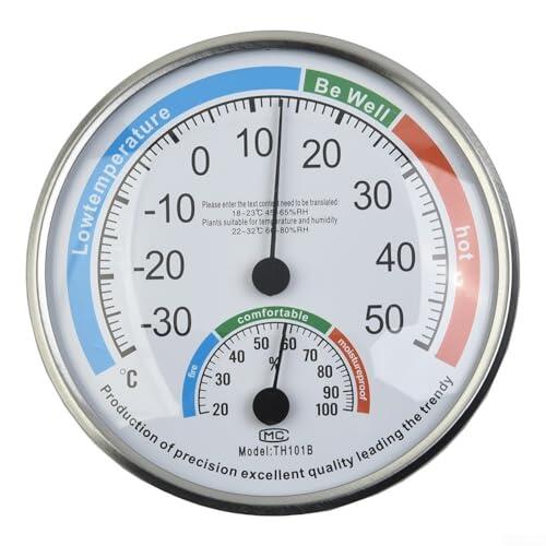 Termómetro analógico higrómetro con control de clima para interiores, estación meteorológica con control preciso de temperatura en °C y humedad en %, adecuado para el hogar, oficina, jardín, aula