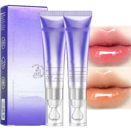 Suero labial hidratante antiarrugas y voluminizador, aceite de esencia labial que cambia de color, suero para el cuidado de los labios, mascarilla brillante, voluminizador, hidratante y (2pcs-01#02#)