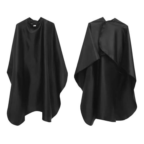 Daleweo Capa Peluqueria Hombre 6 Botones Ocultos Capa Peluqueria Lavable A MáQuina Y De Secado RáPido Capa Barbero Negro 140x120 cm