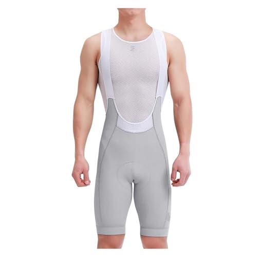 YILWPV Culotte de ciclismo for hombre, cintura alta, transpirable, con tirantes y bolsillos Para Ciclismo(White,M)