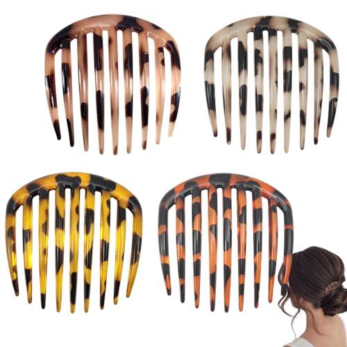 YIPFEN 4 Piezas Peinetas Laterales Francesas, Peines de Plástico con Dientes para el Pelo, Peineta Twist para Cabello Grueso y Fino, Ideal para Mujeres y Damas