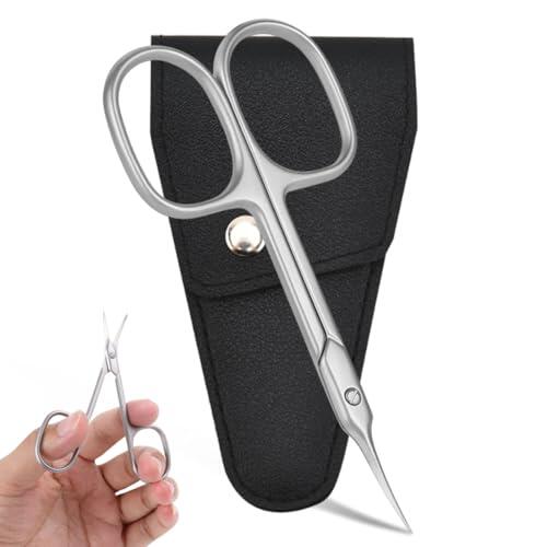 YIPFEN Tijeras de Uñas y Cutículas, Cortacutículas Profesional de Acero Inoxidable, Tijeras Pequeñas para Manicura y Pedicura con Punta Curvada, Ideal para Uñas de Bebé, Manos y Pies