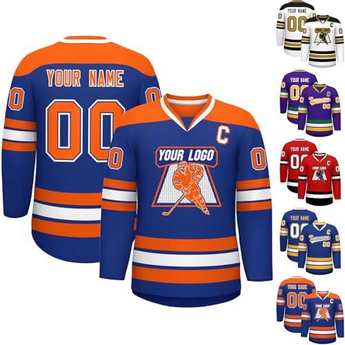Camisetas de Hockey Personalizadas,Camisetas de Hockey en Blanco Que se Pueden Personalizar con Equipo/número/Nombre,Camisetas de Hockey para Hombres, Mujeres, Adolescentes y niños (Estilo 21)