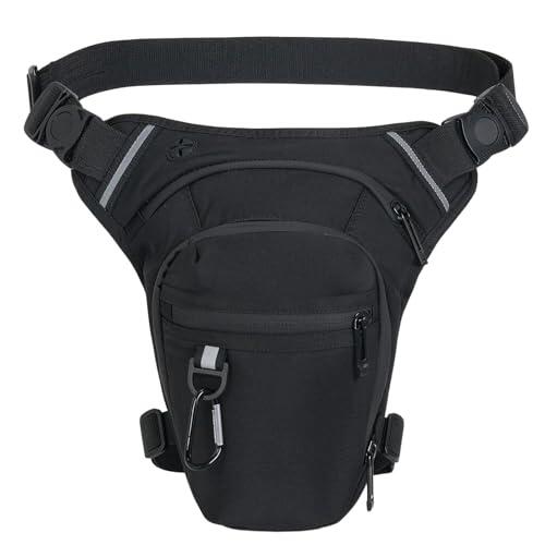 Bolsa de pierna para moto para hombre y mujer – Bolsa impermeable para el muslo, bolsa para moto, accesorios de moto, riñonera ampliable, espacio de almacenamiento ajustable, correas de pierna para