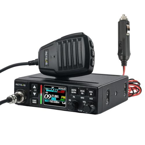 Retevis MB63B Emisora CB con Reducción de Ruido NRC, TFT Pantalla Color Radio CB, Am/FM, Emisora Camion 12V/24V, Ganancia RF/Mic, EMG CH9/19, Emisora Radioaficionado para Viajes de Larga Distancia