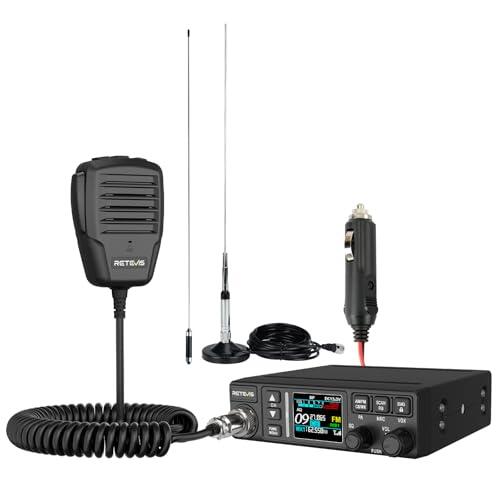 Retevis MB63B Radio CB con Antena, Am/FM Emisora CB, Pantalla LCD a Color, Reducción de Ruido NRC, EMG CH9/19, 40-Canale, CTCSS/DCS, VOX, Emisoras de Radioaficionado para Equipos Todoterreno(1 Pieza)