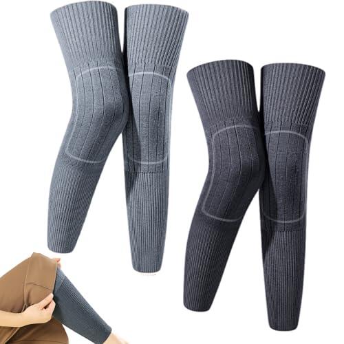 2 Pares de Calentadores de Rodilla de Punto cálidos Calentadores de Rodilla de Lana térmica para Rodillas artríticas Comodidad elástica para Mujeres Hombres, de piernas