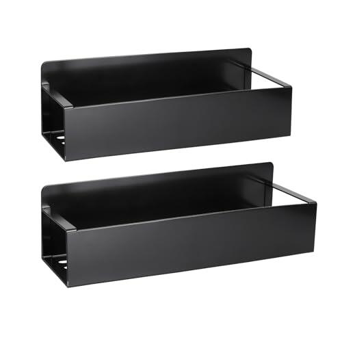 Foyucool Estante magnético para especias para el Frigorífico, Organizador de Acero al Carbono sin Taladros para la Cocina, Negro, Juego de 2 (Grande y Pequeño)