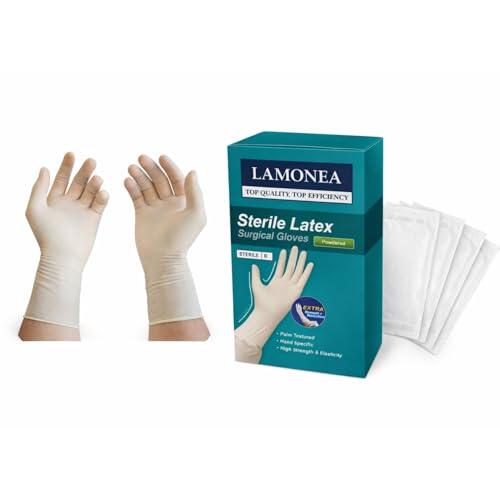 LAMONEA Guantes quirúrgicos estériles, con polvo y sin polvo, envasados por pares individualmente (50 pares, con polvo, 7,5) TG-583994765