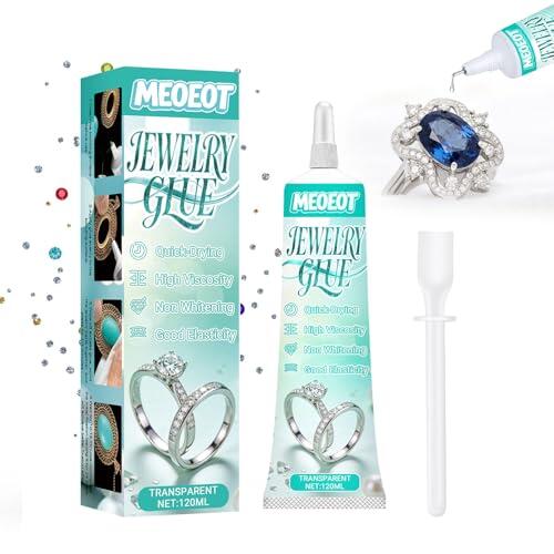Meoeot Pegamento Para Joyas Extrafuerte, 120ml Pegamento Para Perlas, Transparente, Resistente Al Agua, Rhinestone Glue Für Multiusos Para Pegar Con Precisión Piedras Preciosas, Perlas Y Pedrería