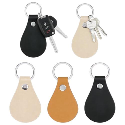 PIANKEKE 18 Pcs Llaveros de Cuero en Blanco, Llaveros de cuero sintético para grabado y manualidades, accesorios de grabado láser