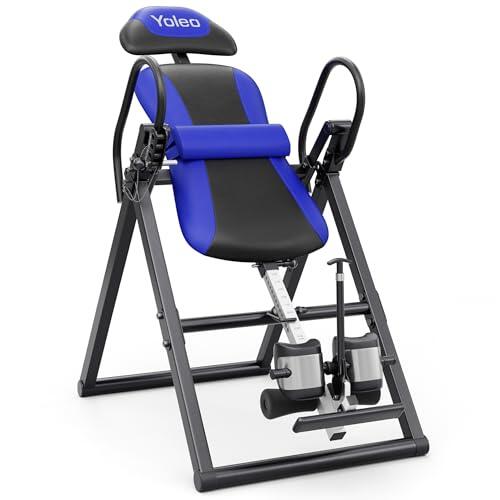 YOLEO Gravity Tabla de inversión Plegable con Bloqueo de Seguridad, Entrenador de Gravedad con Soporte Lumbar para Terapia para aliviar el Dolor (turquesa)