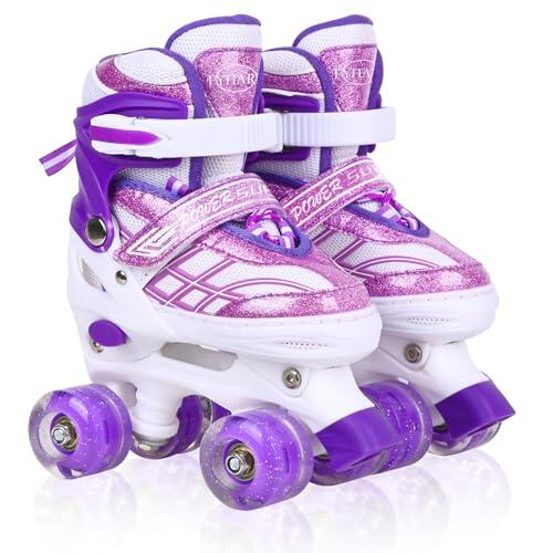 DUZSKJ Patines Ajustables para niñas Principiantes, con 4 Tallas Ajustables para los más pequeños (Morado, M)