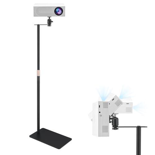 Soporte para Proyector, Sofá Contra la Pared, Soporte de Suelo Oculto para Proyector con Altura Ajustable de 30 a 130cm, Giratorio 360°, Capacidad de Carga de Hasta 5kg para Hogar Oficina Estudio