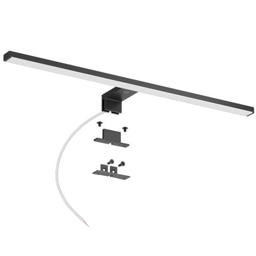 DEELUX Lámpara de Espejo Baño Con Interruptor táctil 60cm,Luz LED para espejo regulable (120 a 1200 lm) 15w,Blanco Neutro 4000K LED Armario Lámpara Luz de Pared,IP44 230V Aplique de Baño Espejo,Negro