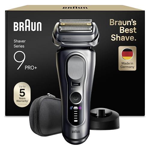 Braun Afeitadora Eléctrica Hombre Series 9 Pro+, Máquina de Afeitar Barba en Seco Y en Mojado con Tecnología 5+1, Inalámbrica, 60 Min de Uso, Base de Carga, 9617si, Plata