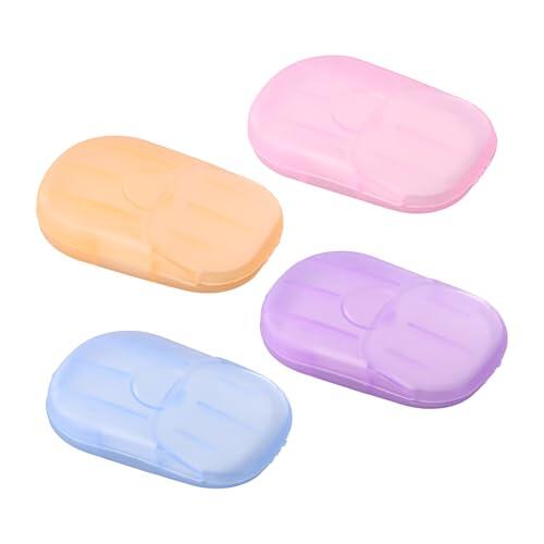 Daleweo Caja De 4 Paquetes De Papel De Jabón Desechable Portátil, Papel De Jabón De Viaje, Papel De Lavado De Manos con Cuatro Fragancias, Amarillo, Púrpura, Azul, Rosa
