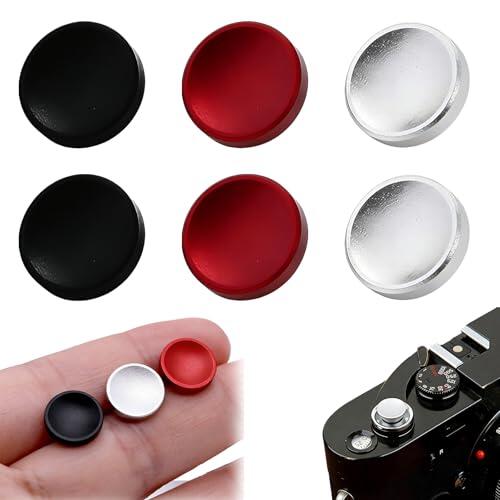 Botón de Disparo para Cámara 11 mm [Pack de 6] – Botones Metálicos Cóncavos Universales en Rojo, Negro y Blanco – Repuesto de Obturador Compatible con Cámaras Variadas